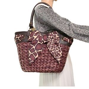 Ophorism Brown Straw Shoulder Bag Sz Medium